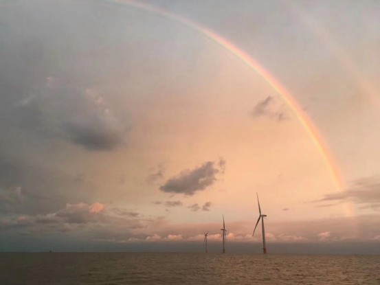 鲁能江苏东台海上风电项目全部风机并网发电