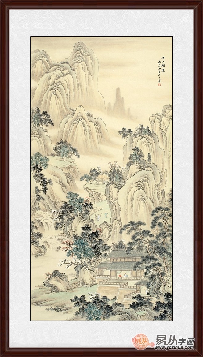 王宁新作四尺竖幅仿古山水画精品《溪山问道》【作品来源:易从网】