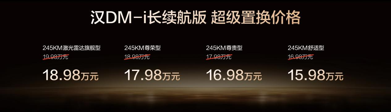 越级进享！比亚迪汉长续航版上市，补贴后售价15.98万～20.58万元(图1)
