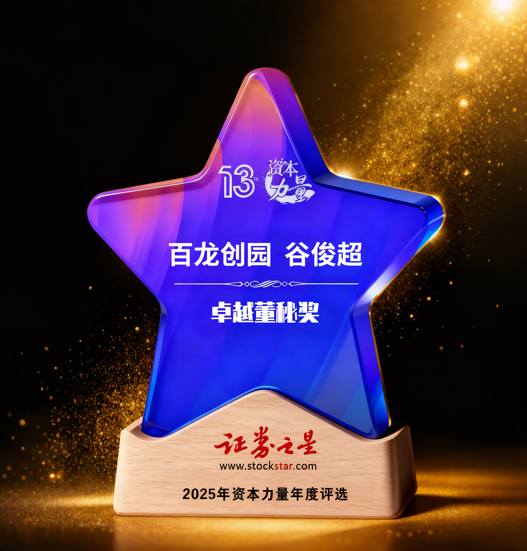百龙创园谷俊超荣获证券之星资本力量2025年度卓越董秘奖(图1)