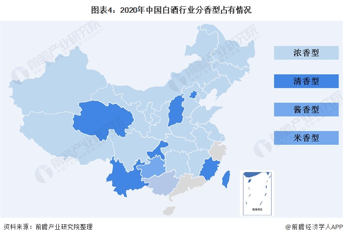 2021年中国白酒香型地域布局与市场份额分析 酱香白酒独领风骚,浓香